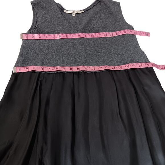 HACHE A-Line Dress Loose Fit Size 6 IT42 Gray Grey Black Asymmetrical Sleeveless - Picture 6 of 8